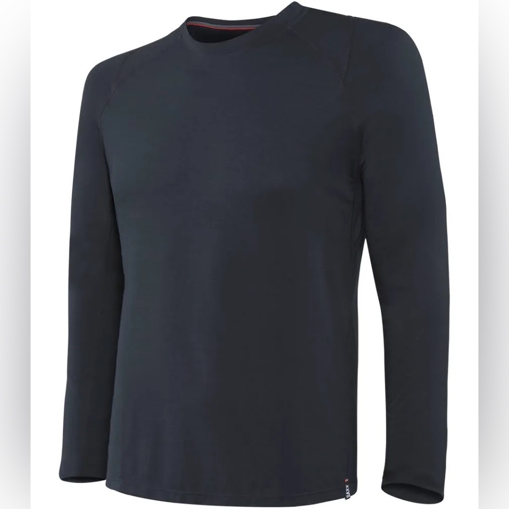 NWOT Saxx Viewfinder Wool Blend Base Layer Long Sleeve Thermal Shirt Large Black